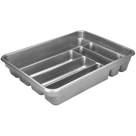 Cubertero Plastico Color Gris Plata  Oryx 40x30x7 cm.