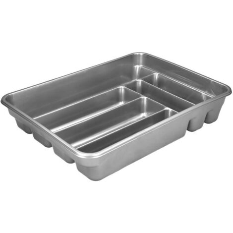 Cubertero Plastico Color Gris Plata  Oryx 40x30x7 cm.
