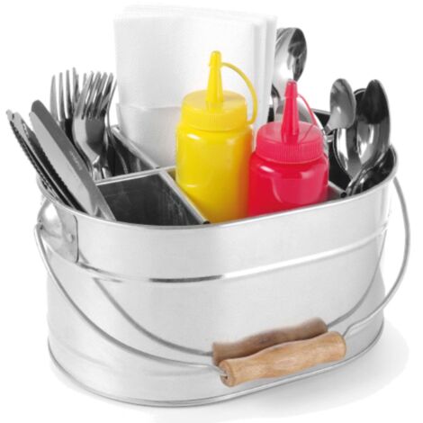 Cubertero, salsa y servilleta de acero con asa 245x167mm