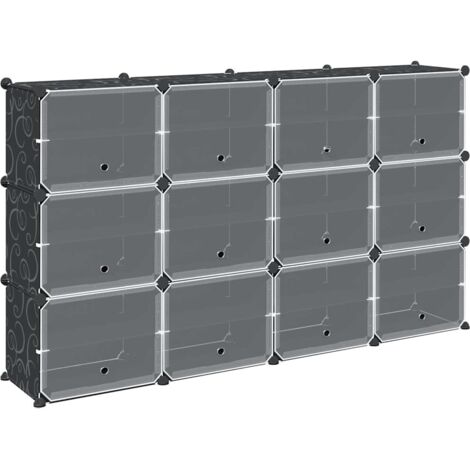 Cubes de rangement 12 pcs avec portes noir PP CFW195651