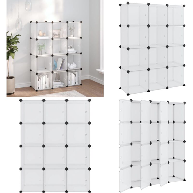 Vidaxl - Cubes de rangement 12 pcs avec portes Transparent pp - Cube De Rangement - Étagère De Rangement - Meuble De Rangement - Rangement Intérieur