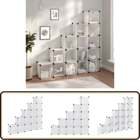 Cubes de rangement 15 pcs avec portes Transparent PP - Cube De Rangement - Étagère De Rangement - Meuble Rangement - Rangements Intérieur - Rangement Placard