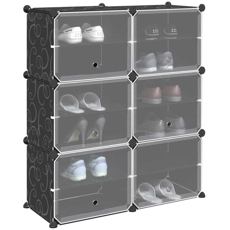 Vidaxl - Cubes de rangement 6 pcs avec portes noir pp