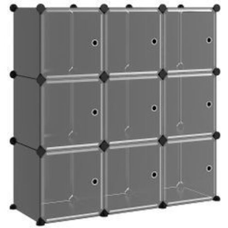 Cubes de rangement 9 pcs avec portes Noir PP