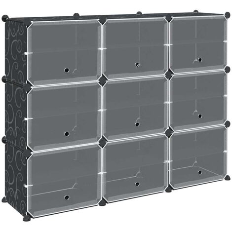 Cubes de rangement 9 pcs avec portes noir PP CFW313314