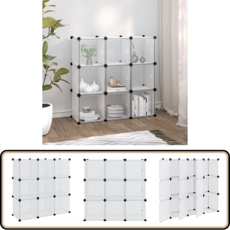 Cubes de rangement 9 pcs avec portes Transparent PP - Cube De Rangement - Étagère De Rangement - Meuble De Rangement - Rangement Intérieur - Organisateur De Placard