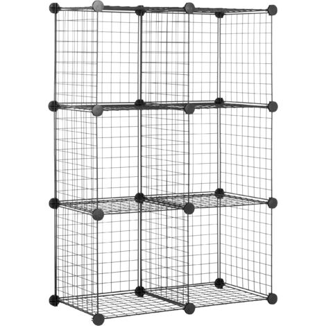 Cubes De Rangement En Fil Métallique, 6 Cubes, Noir, 37 D X 77 W X 114 H Cm