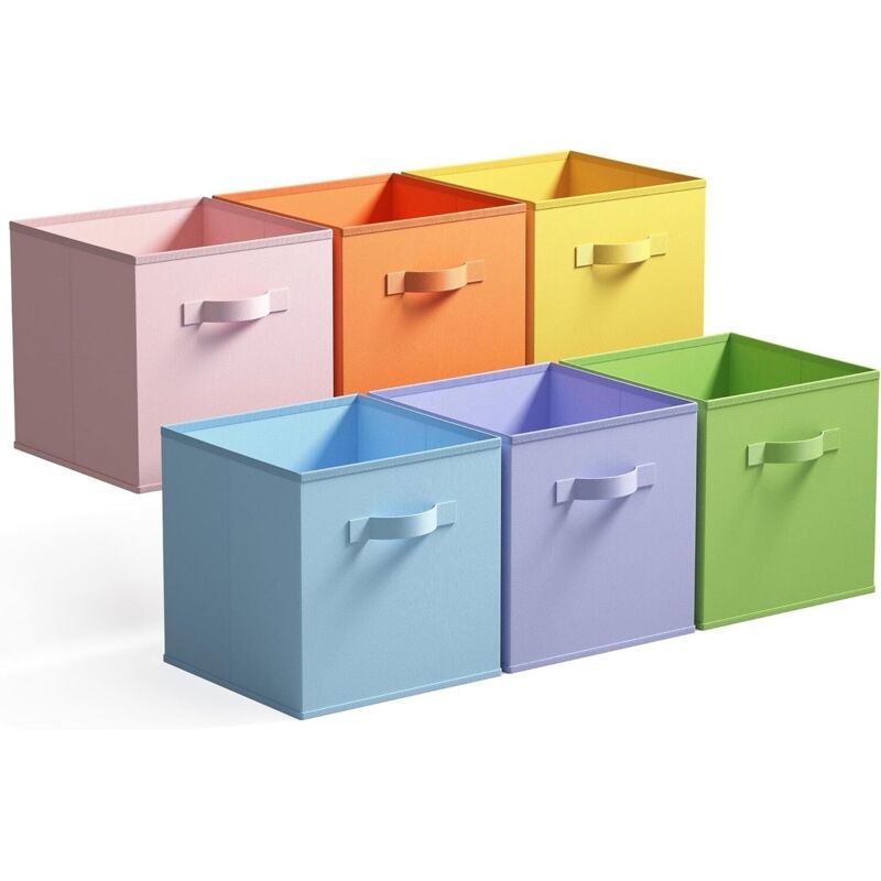 Cubes de rangement en tissu, lot de 6 boîtes de rangement en cube 27 x 27 x 28 cm, paniers de rangement carrés pour étagères, boîtes de rangement