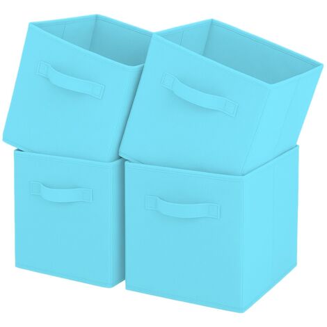 Cubes de Rangement Pliables en Tissu avec poignées, 4 boîtes de Rangement pour Maison, Chambre d'enfant, Placard et Organisation des Jouets (Bleu Ciel, 26,7 x 26,7 x 27,9 cm)