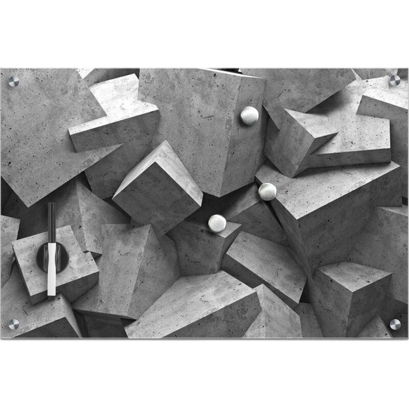 Zeller - Cubes Tableau Magnétique en Verre +3 Aimants, 60x40 cm Zeller - Cubes Tableau Magnétique en Verre +3 Aimants, 60x40 cm