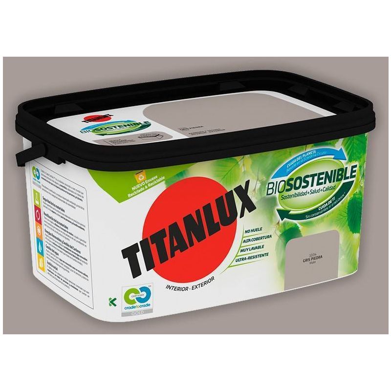 

Cubeta de pintura Biosostenible 4L Gris piedra - Titanlux