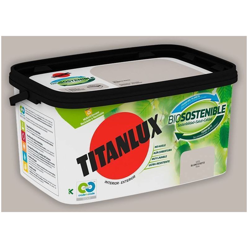 

Cubeta de pintura Biosostenible 4L Titanlux | Blanco roto