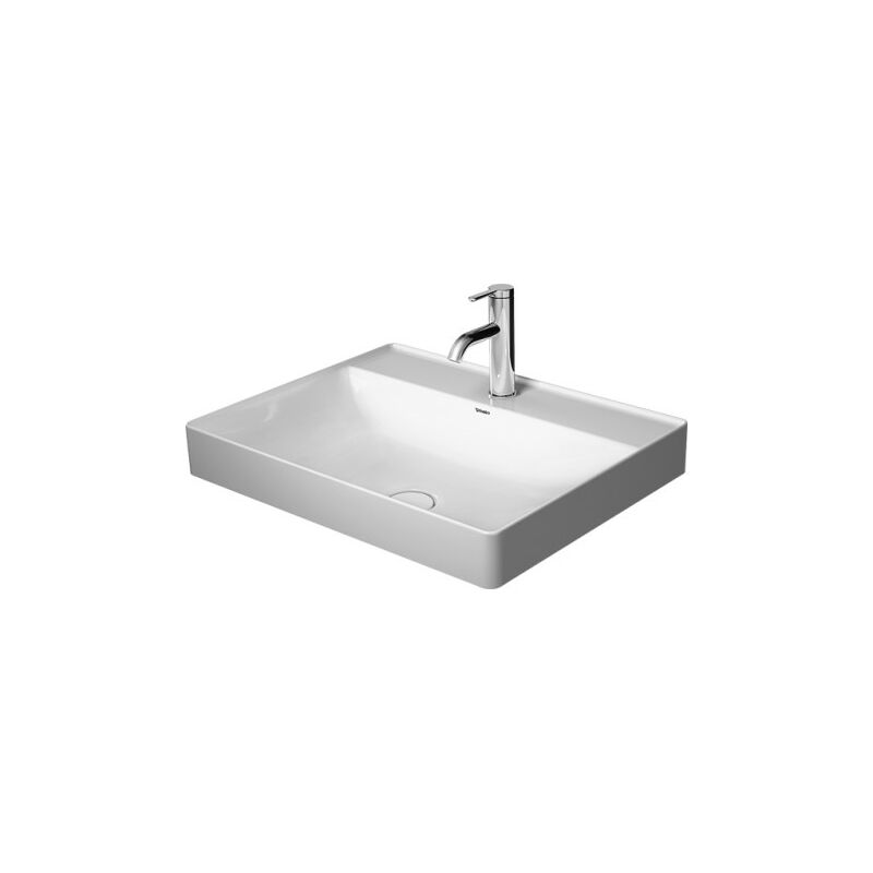 

Duravit Ag - Cubeta DuraSquare de Duravit, rectificada 60x47cm, 1 agujero para grifo, sin rebosadero, con banco con agujero para grifo, pared