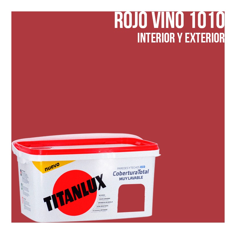 

Cubeta pintura cobertura total 4L Titan | Rojo vino