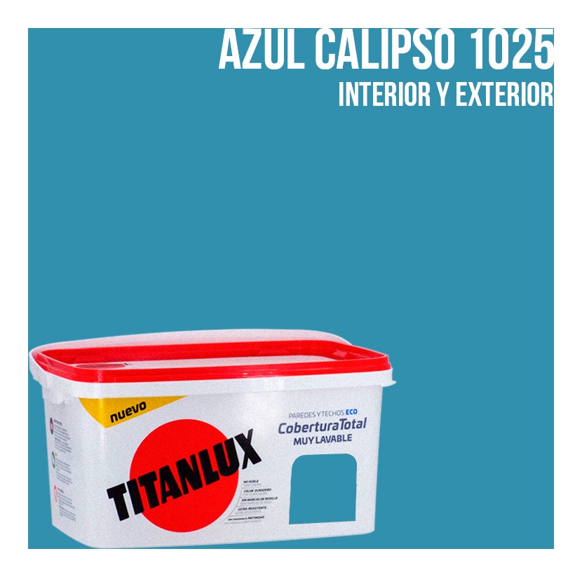 

Cubeta pintura cobertura total 4L Titan | Azul calipso