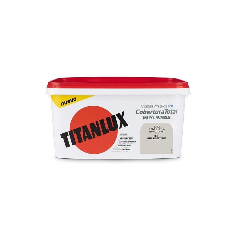 

Cubeta pintura cobertura total 4 Litros Blanco Linum - Titanlux