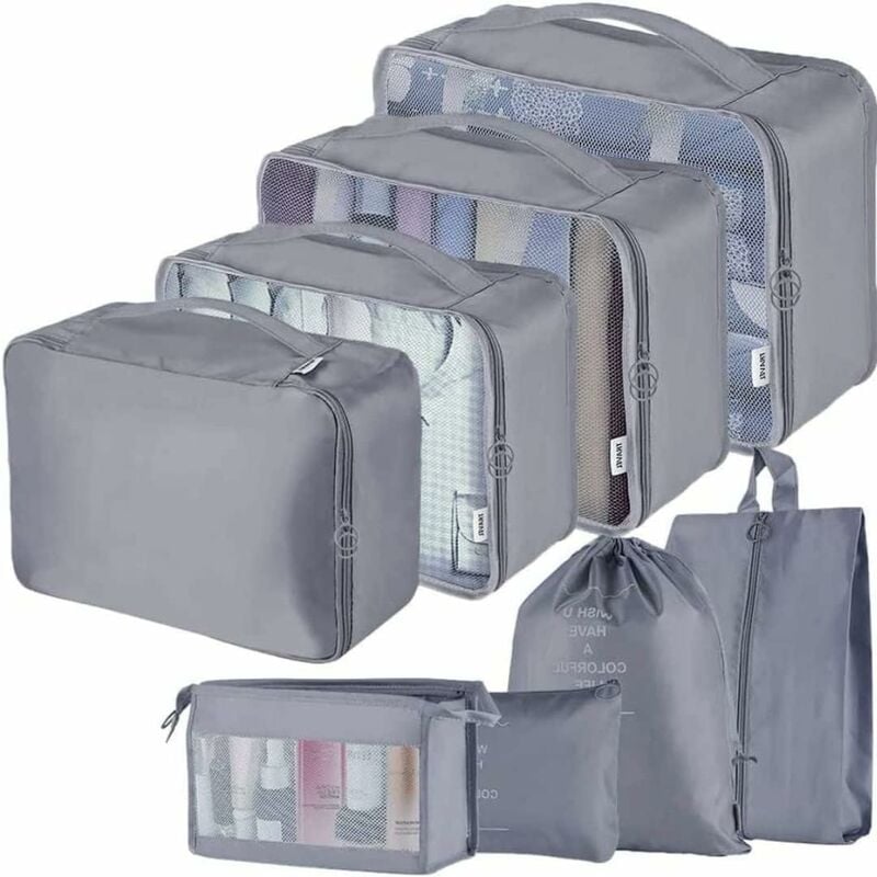 Image of Cubi da imballaggio per valigie – Set di borse organizer per valigie leggere con parte superiore in rete Cubi di imballaggio impermeabili per il