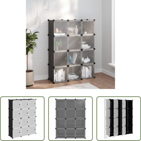Cubi modulari -  Organizzatore Portaoggetti con 12 Cubi e Ante Trasparenti in PP