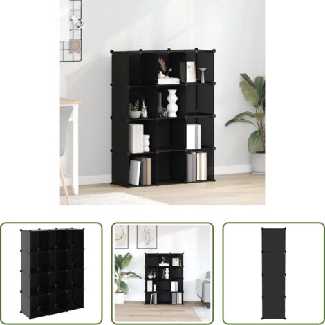Cubi modulari -  Organizzatore Portaoggetti con 12 Cubi Nero in PP