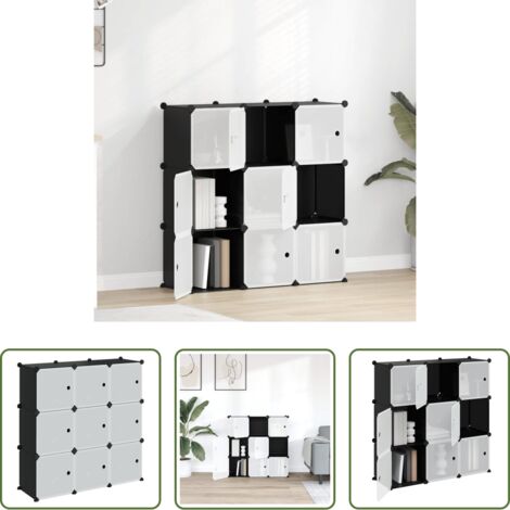 Cubi modulari -  Organizzatore Portaoggetti con 9 Cubi e Ante Trasparenti in PP