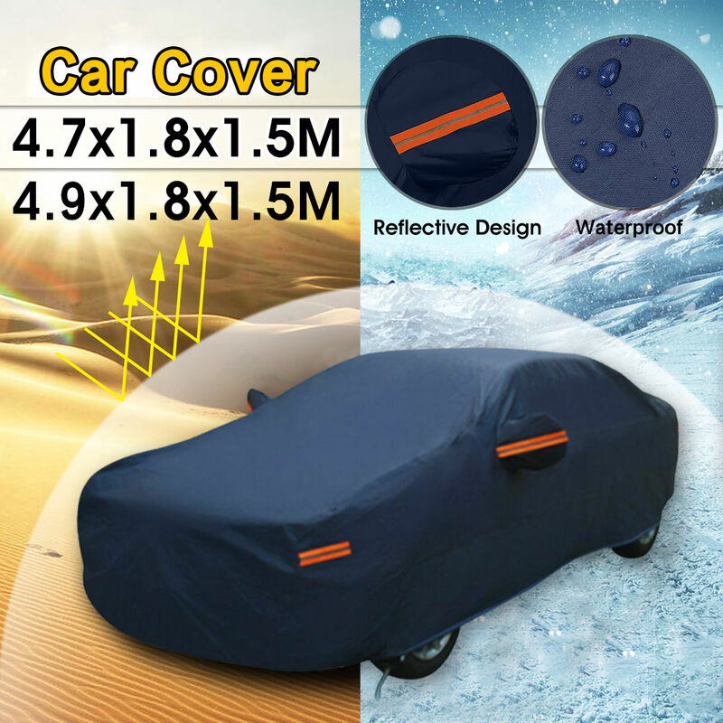 

Cubierta completa azul oscuro para coche, impermeable, impermeable, para lluvia, nieve, calor, polvo (azul, L 4.7x1.8x1.5m)