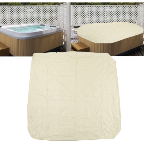 Cubierta cuadrada e impermeable para jacuzzi, fabricada en tafetán de poliéster 190%, color plata, resistente a la intemperie, 231 x 231 x 30 cm, color beige.