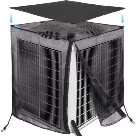 Cubierta de aire acondicionado de malla completa con parte superior impermeable 600D extraíble, 32" x 32" x 36", protección exterior contra hojas, malezas, álamos y
