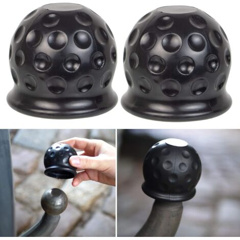 Cubierta de bola de remolque, juego de 2, para barras de remolque con cabezal esférico de hasta Ø 50 mm Cubierta de bola de goma, cubierta de bola de remolque contra la abrasión y la suciedad, negra, 