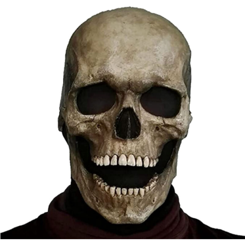 

Happyshopping - Cubierta de cara de calavera de cabeza completa Hel-met H-alloween Party Prop Creepy Skeleton Headgear con mandibula movil,Gris oscuro