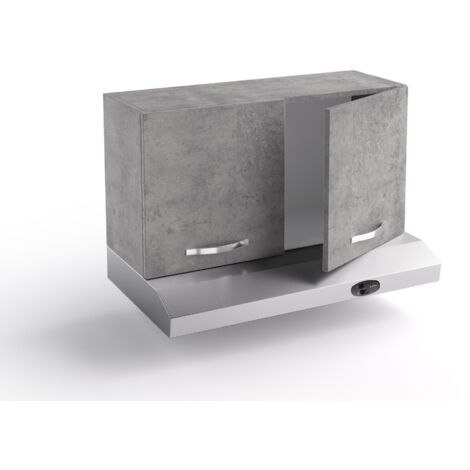 Cubierta de cocina 90x31x48 cm de madera gris cemento y depurador - Massa