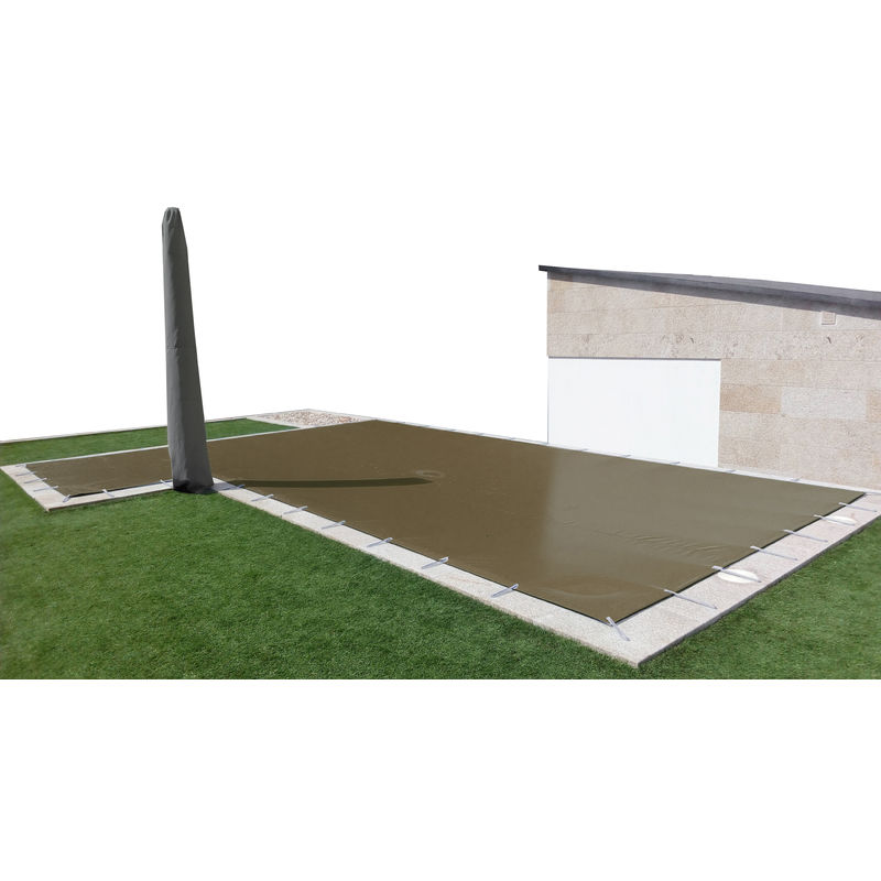 

Cobertor de invierno para piscina de 3 x 3,5 m más 15 cm por cada lado para anclaje de color Marrón (exterior) / Marrón (interior)