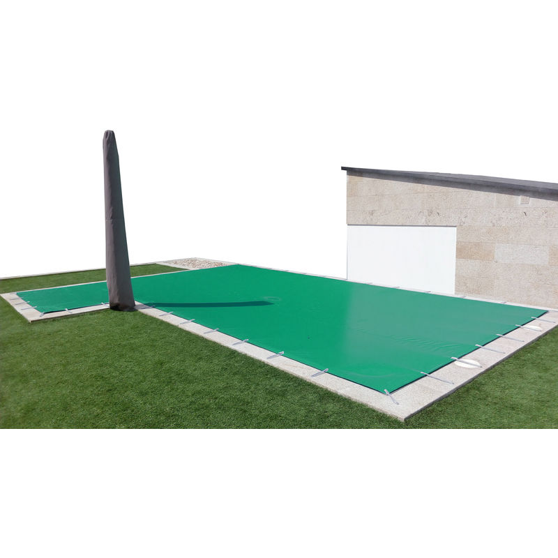 

Cobertor de invierno para piscina de 3 x 4 m más 15 cm por cada lado para anclaje de color Verde (exterior) / Beige (interior)