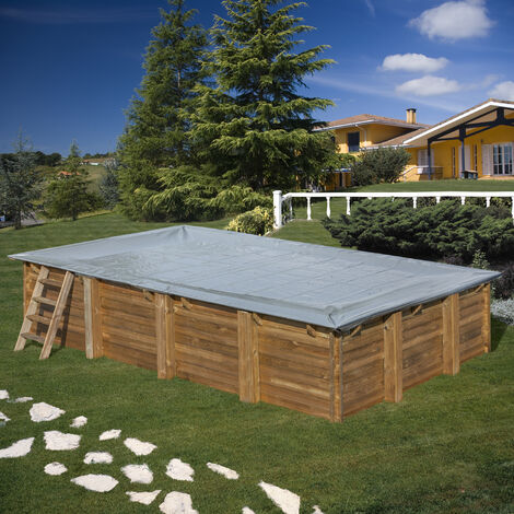 Cubierta de invierno rectangular Gre para piscinas de madera Sunbay