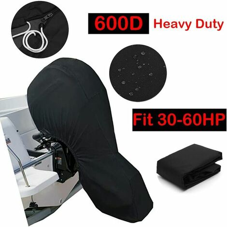 Cubierta de motor marino: cubierta de motor fueraborda completa con tela Oxford 600D resistente + revestimiento de PVC, cubierta de motor fueraborda compatible (30-60HP)