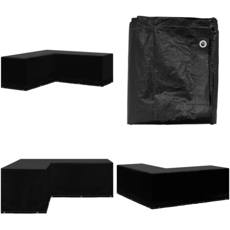 Cubierta de muebles de jardín forma L 12 ojales 250x250x90 cm - Funda para muebles - Protección para ratán