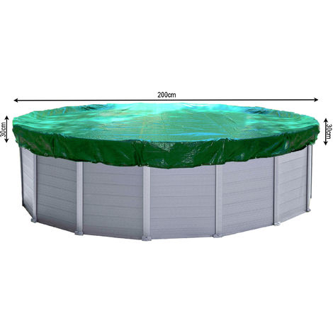 Cubierta de piscina de invierno redonda 180g / m² para piscina 160 - 200 cm Dimensión de lona ø 260 cm Verde
