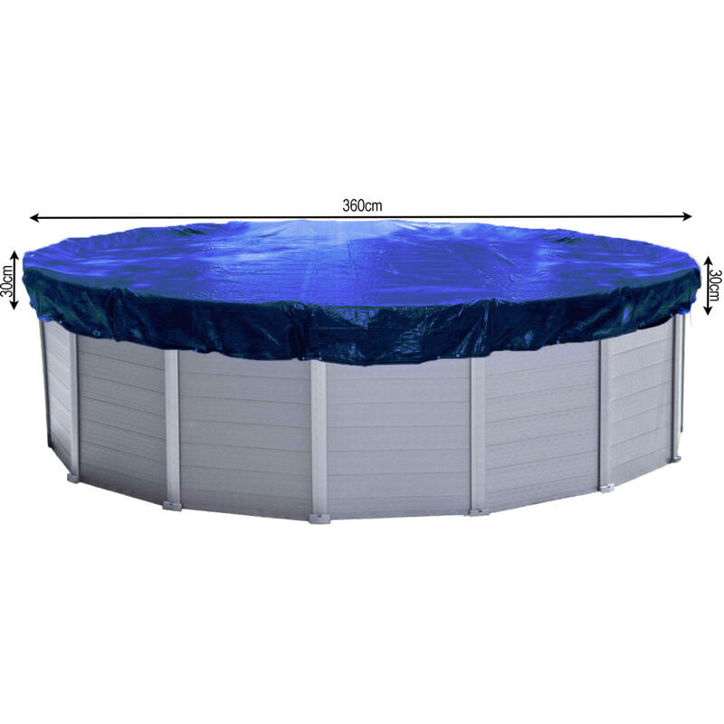 

Cubierta de piscina de invierno redonda 200g / m² para piscina 320 - 366 cm Dimensiones de lona ø 420 cm Azul