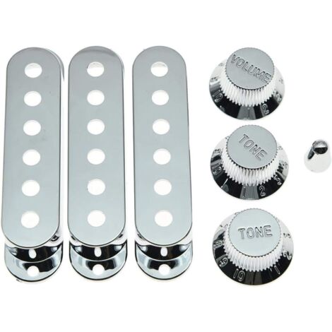 Cubierta de plástico cromado para pastillas con una separación entre polos de 52 mm, perillas de guitarra y accesorios para un interruptor de 5 posiciones.