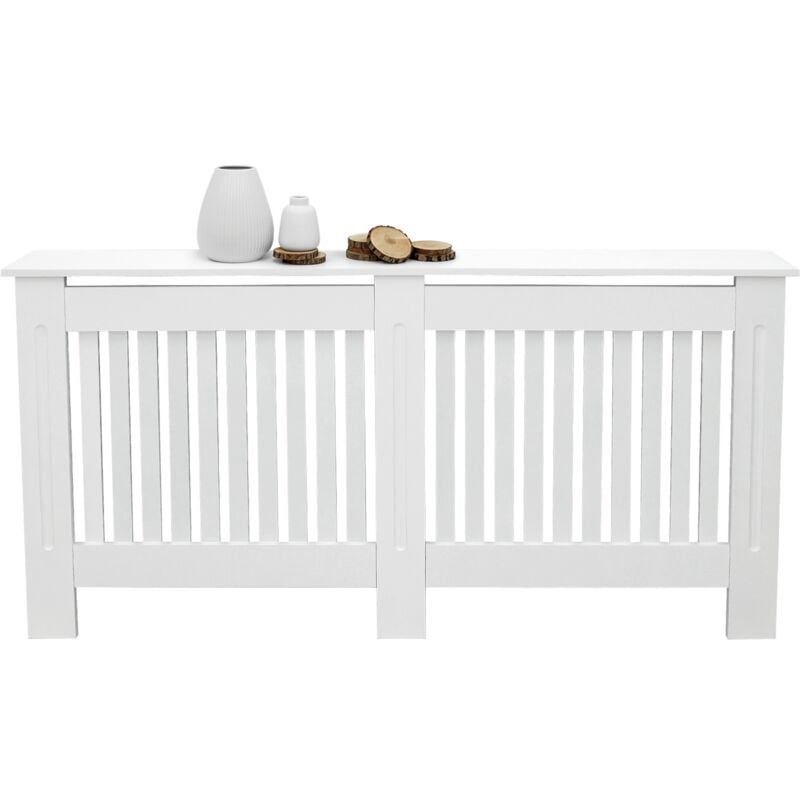 

Cubierta de radiador 152x19x82cm estilo rústico MDF protector calefactor blanco