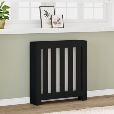 Cubierta de radiador madera de ingeniería negro 78x20x82 cm