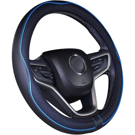 Cubierta de Volante de Cuero de Microfibra para automóvil 15 Pulgadas (Negro Azul)