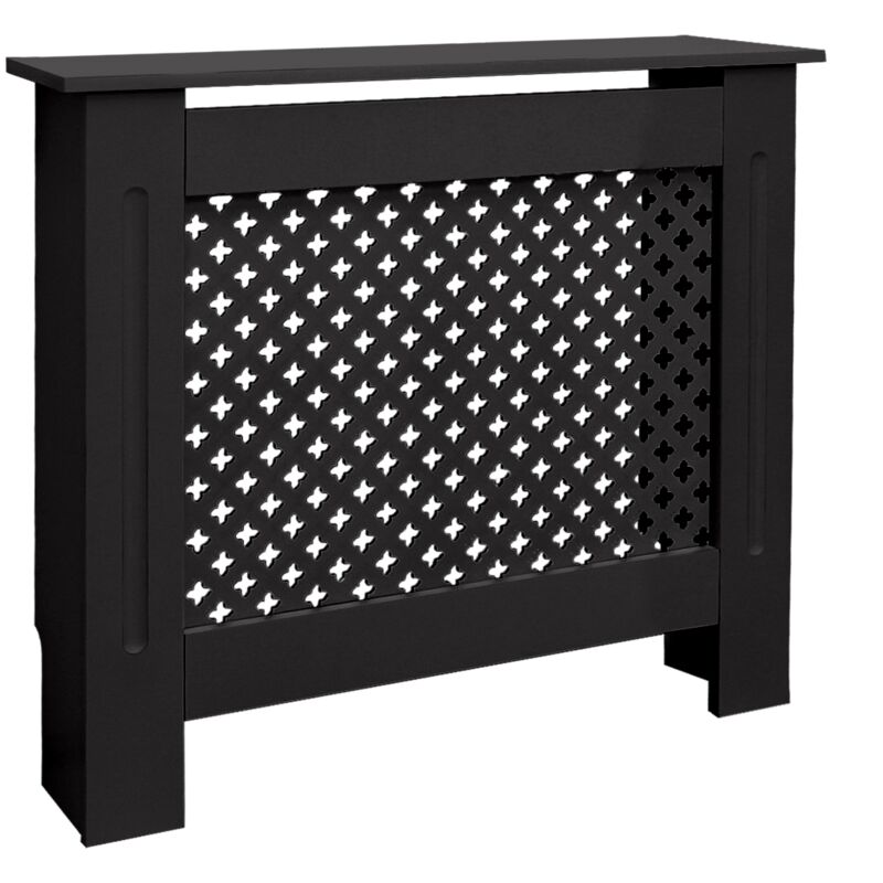 

Cubierta del radiador 78x19x82cm patrón de panal MDF protector negro calefactor
