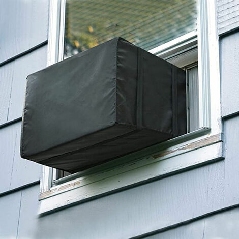 Cubierta exterior del aire acondicionado de ventana, cubierta exterior de la unidad de aire acondicionado de ventana, cubierta de alimentación de CA negra a prueba de polvo (17wx12dx13h)