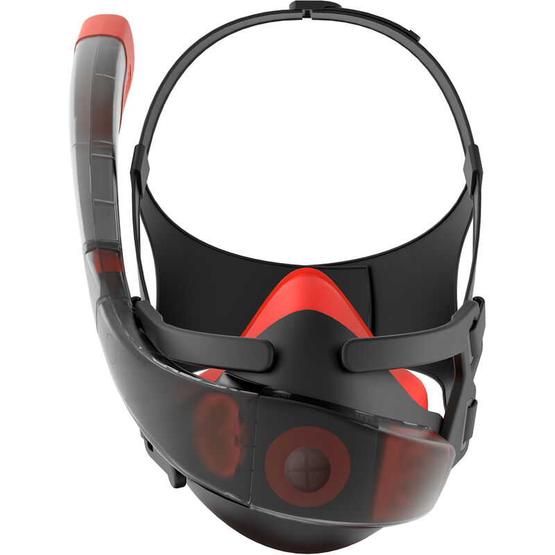 

Cubierta facial para esnorquel de media cara Cubierta facial para buceo antivaho y antifugas con sistema de respiracion segura,Naranja, L-XL