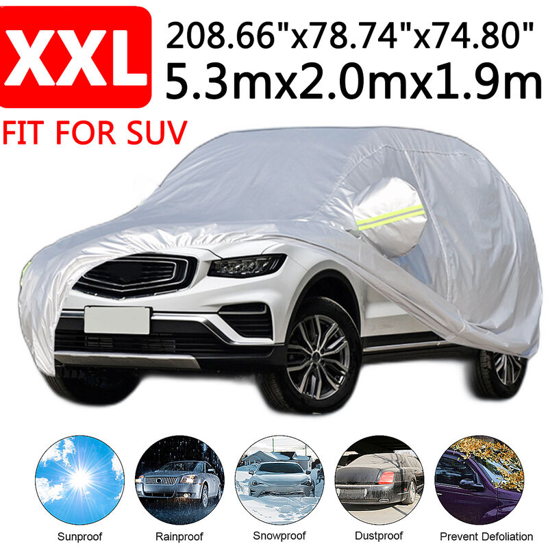 

Cubierta Impermeable 5.3mx2.0mx1.9M, Ropa de Coche, Tela de 190T Capa para Coche SUV Platera, XXL