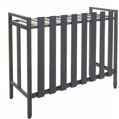 Cubierta para aire acondicionado/bomba de calor HHG-398, cubierta rejilla protectora estante para plantas, metal 80x90x39cm, gris