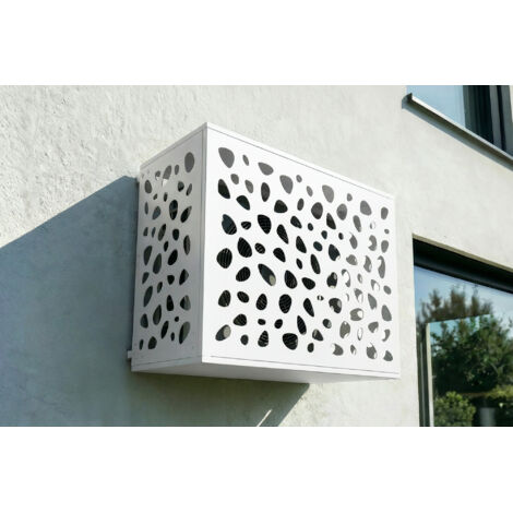 Cubierta para climatizador y bomba de calor ANETO SUNNY de aluminio blanco con parte inferior - tamaño M