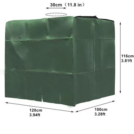 Cubierta para contenedor IBC de 1000 litros, protector con lámina de aluminio, impermeable, a prueba de polvo, con tela Oxford, protección UV, color verde, para depósito de agua de lluvia,green,120x10