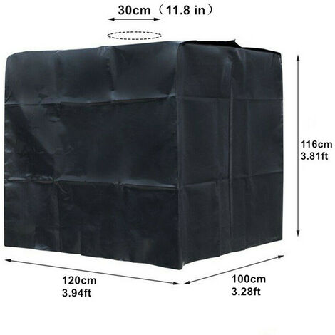 Cubierta para contenedor IBC de 1000 litros, protector con lámina de aluminio, impermeable, a prueba de polvo, con tela Oxford, protección UV, color verde, para depósito de agua de lluvia,Negro,120x10