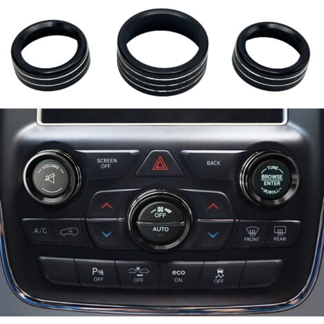Cubierta para la perilla de control de volumen del aire acondicionado compatible con Dodge Durango 2014-2020 y Jeep Cherokee Grand Cherokee 2014-2021 (negra)